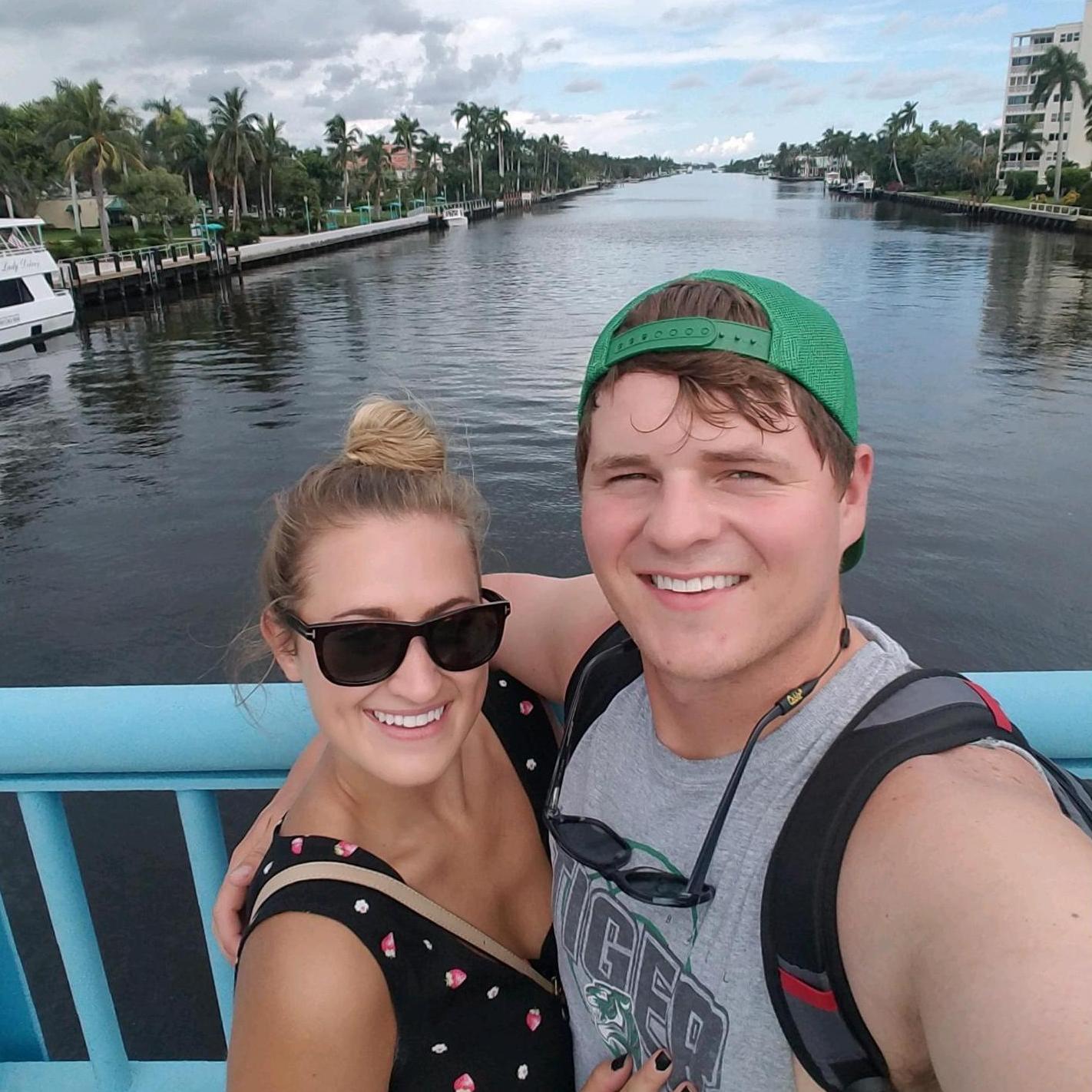 On the canal bridge in Delray Beach, FL