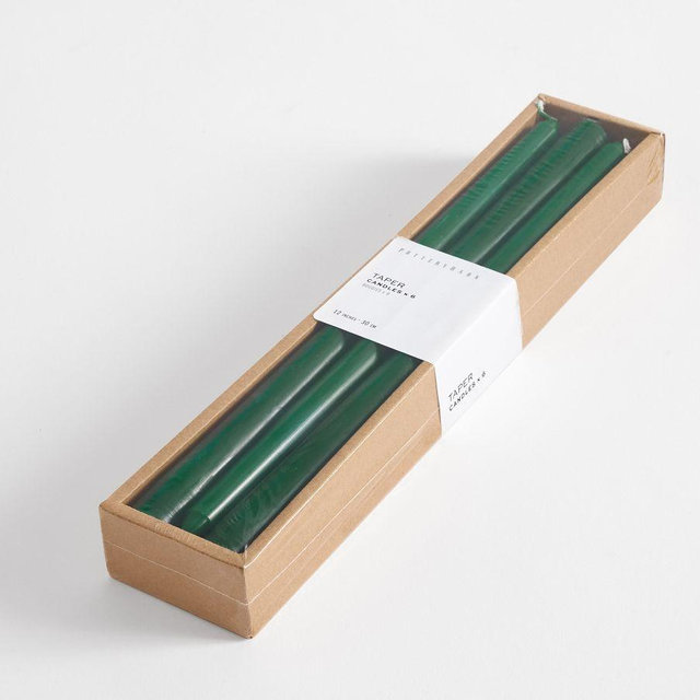 Flame Taper Candle: Hunter Green: Set Of 6