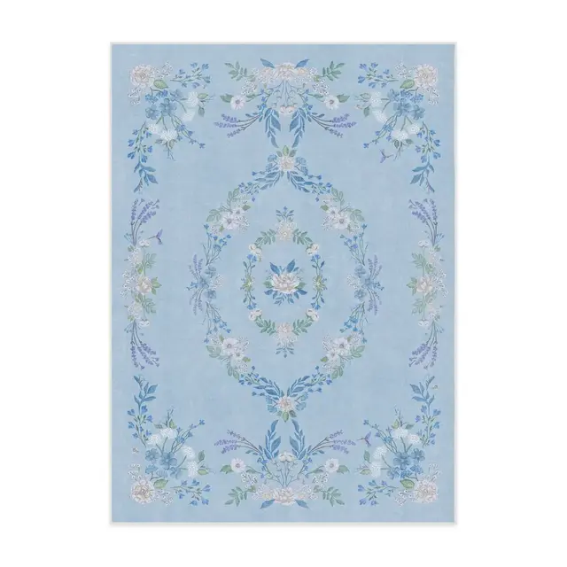 Ruggable 5'x7' Washable Bridgerton Aubrey Hall Garden Area Rug Blue