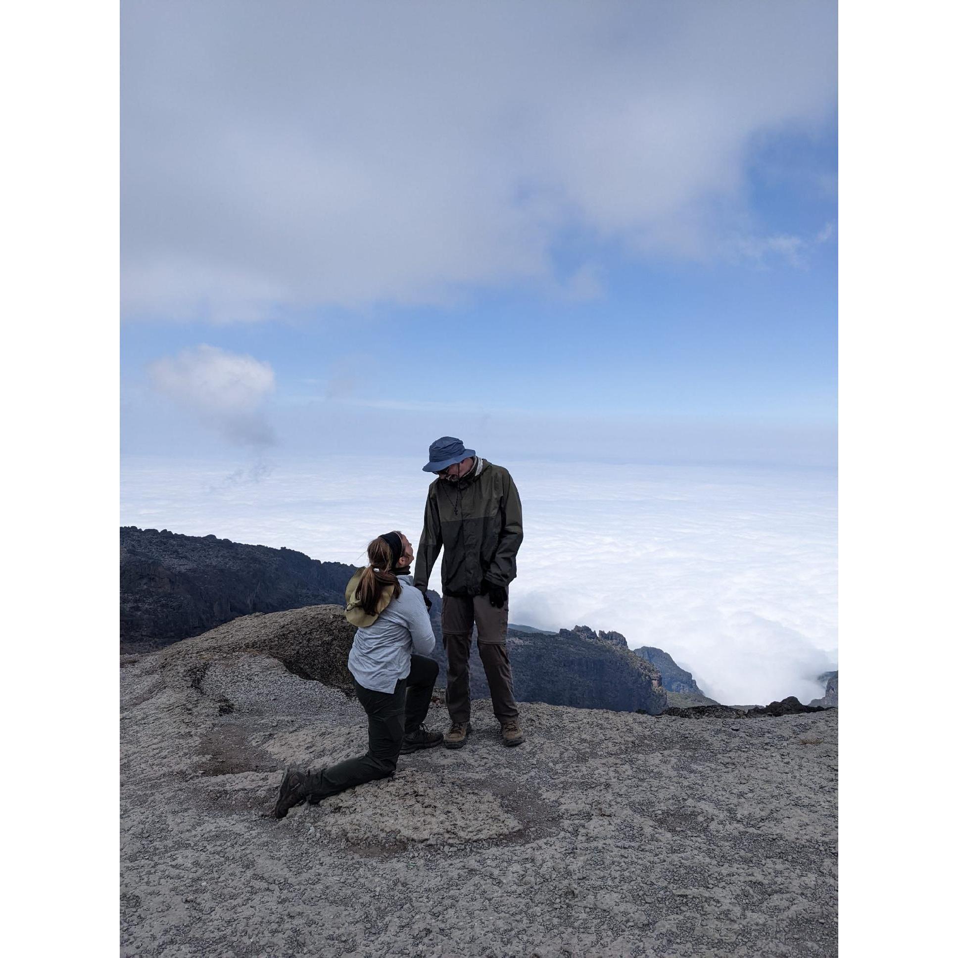 Then on Mt. Kilimanjaro in Tanzania, Madison proposed to Quinn unexpectedly- both to her and to him!