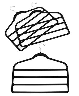 Pant Hangers, 3 Pack Felt 4 Tiered Clothes Hangers