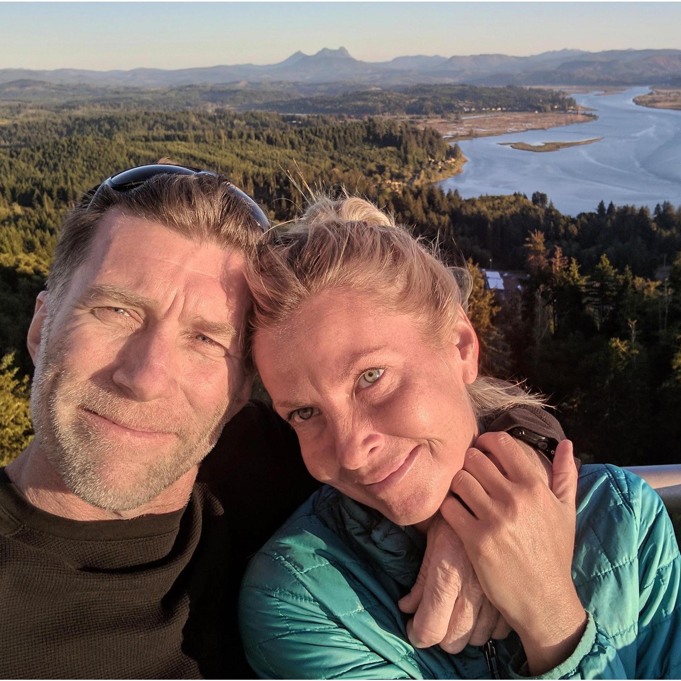 Atop the Astoria tower. Our first weekend trip together.