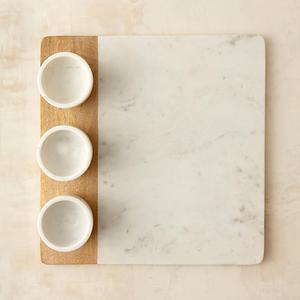 Marble & Wood Dip Trio Tray