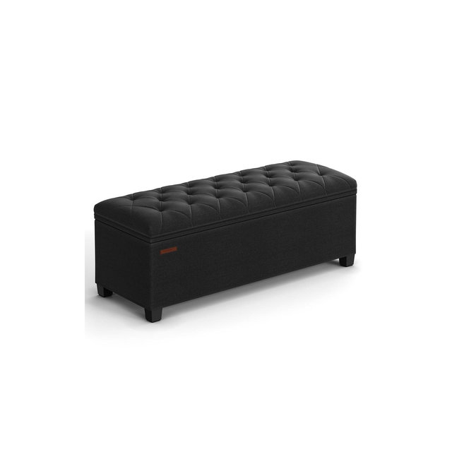 SONGMICS 15.7 x 43.3 x 15.7 Inches Storage Ottoman Bench Hold up to 660lbs Bedroom Ottoman Bench Enough Storage Black