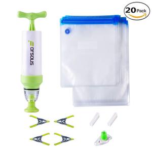 Sous Vide Bags Kit for Anova Cookers - Forsous 20 BPA Free Food Vacuum Sealed Bags, 1 Hand Pump, 2 Bag Sealing Clips and 4 Sous Vide Clips, Reusable & Easy to Use, Practical for Food Storage & Cooking