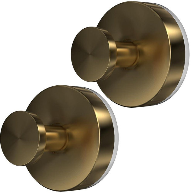 AbluFirst Suction Cup Hooks for Shower, Wall Suction Cup Hooks No-Drill Hooks for bathrooms Wall, Glass Door, Mirror, Kitchen Hanging up to 15 lbs – Waterproof & Rustproof (Loofah-Gold, 2 PCS)