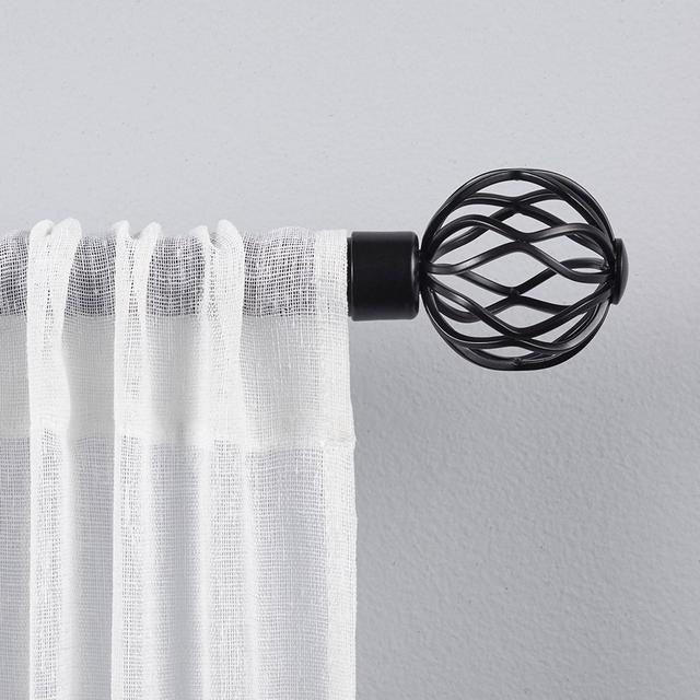 66"-120" Adjustable Ogee Curtain Rod and Coordinating Finial Set Matte Black - Exclusive Home