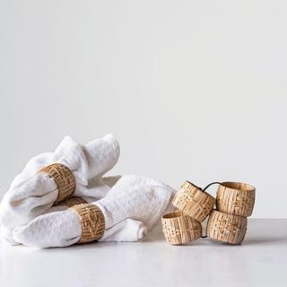 Woven Cane Napkin Rings, Set of 4