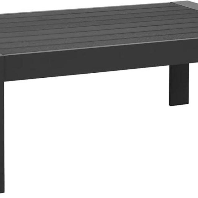 Wisteria Lane Aluminum Outdoor Furniture Patio Coffee Table, All-Weather Outdoor Metal Coffee Table, Modern Rectangle Coffee Table for Balcony, Garden, Black