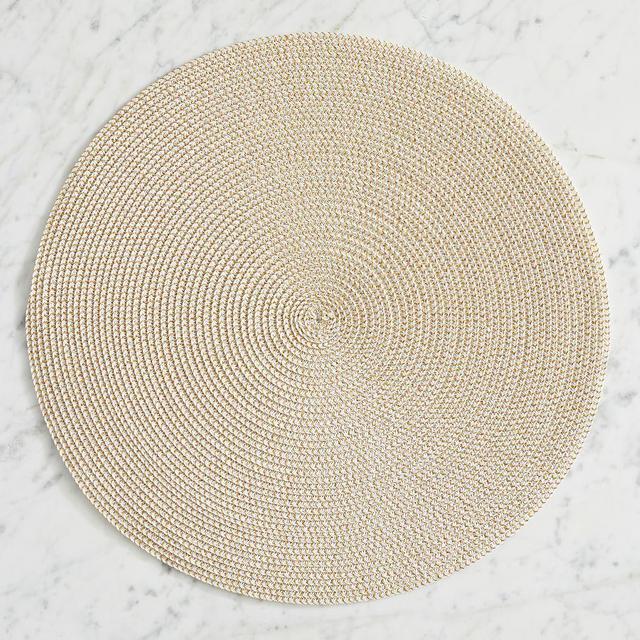Woven Round Placemats, Set of 4 - Metallic Champagne