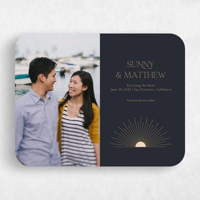 Black Rounded Wedding Save the Date - Tramonti Photo