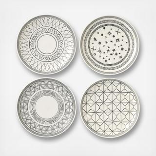 Patterned Assorted Plate, Set Of 4