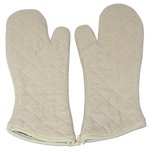 Nouvelle Legende Cotton Quilted Terry Oven Mitts Long Lasting Heat Resistance Protection 17 Inches Set of 2