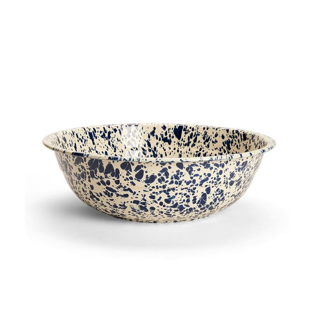 Crow Canyon Home Splatter Enamelware Small Basin, Navy & Cream