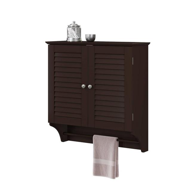 Wall Cabinet with Towel Bar and Shutter Doors Espresso Brown