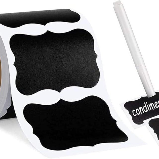Wavy Shape Chalkboard Labels,Erasable Reusable Blackboard Stickers with 1 Liquid Chalk Pen,150 Pieces,for Jars, Spice, Craft, Home, Kitchen, Parties Decoration, Craft Rooms, Weddings