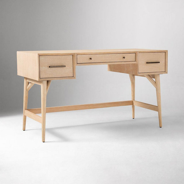 Mid-Century Desk, Cerused White