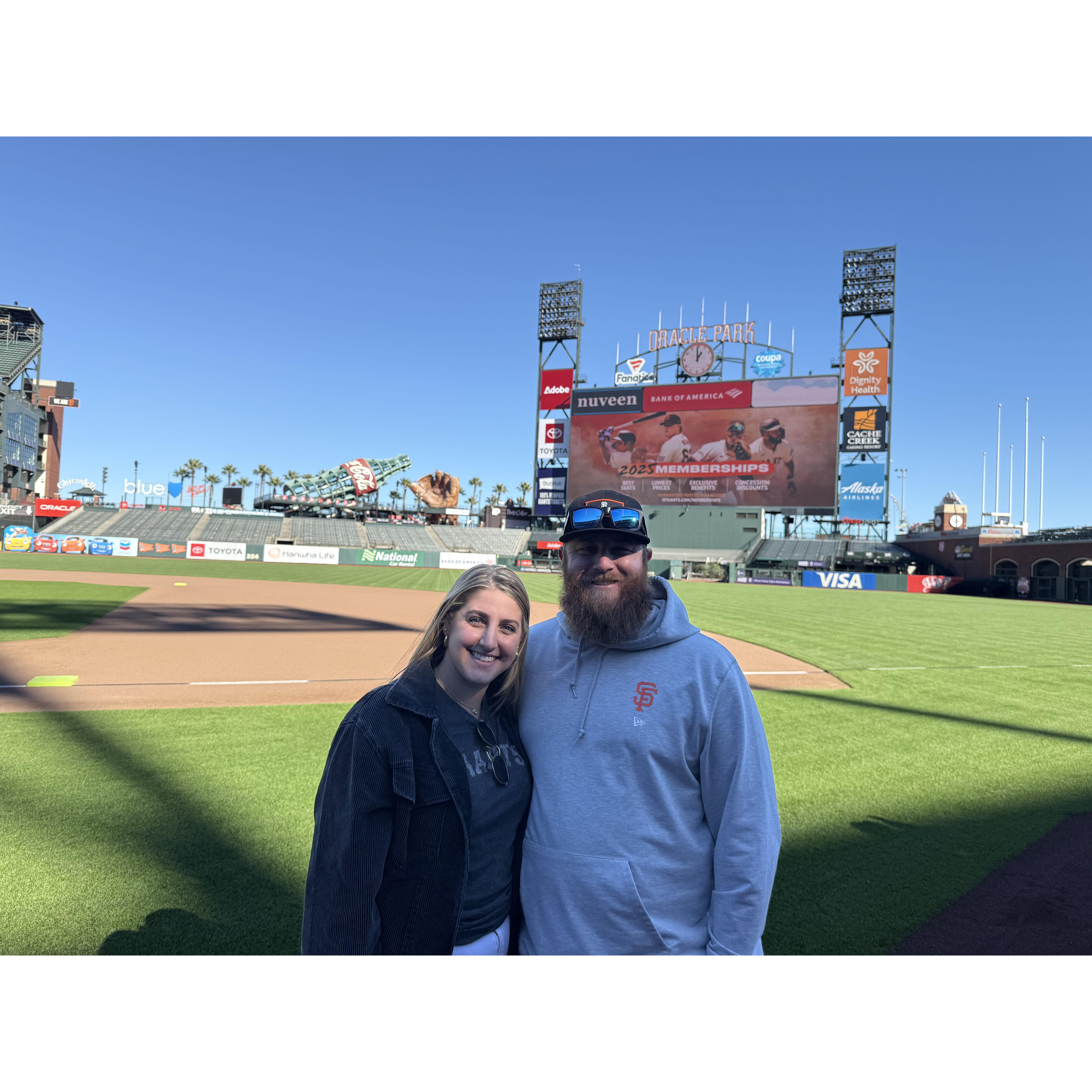 Oracle Park tour where we got to be on the field of our favorite team! San Francisco, CA 2024