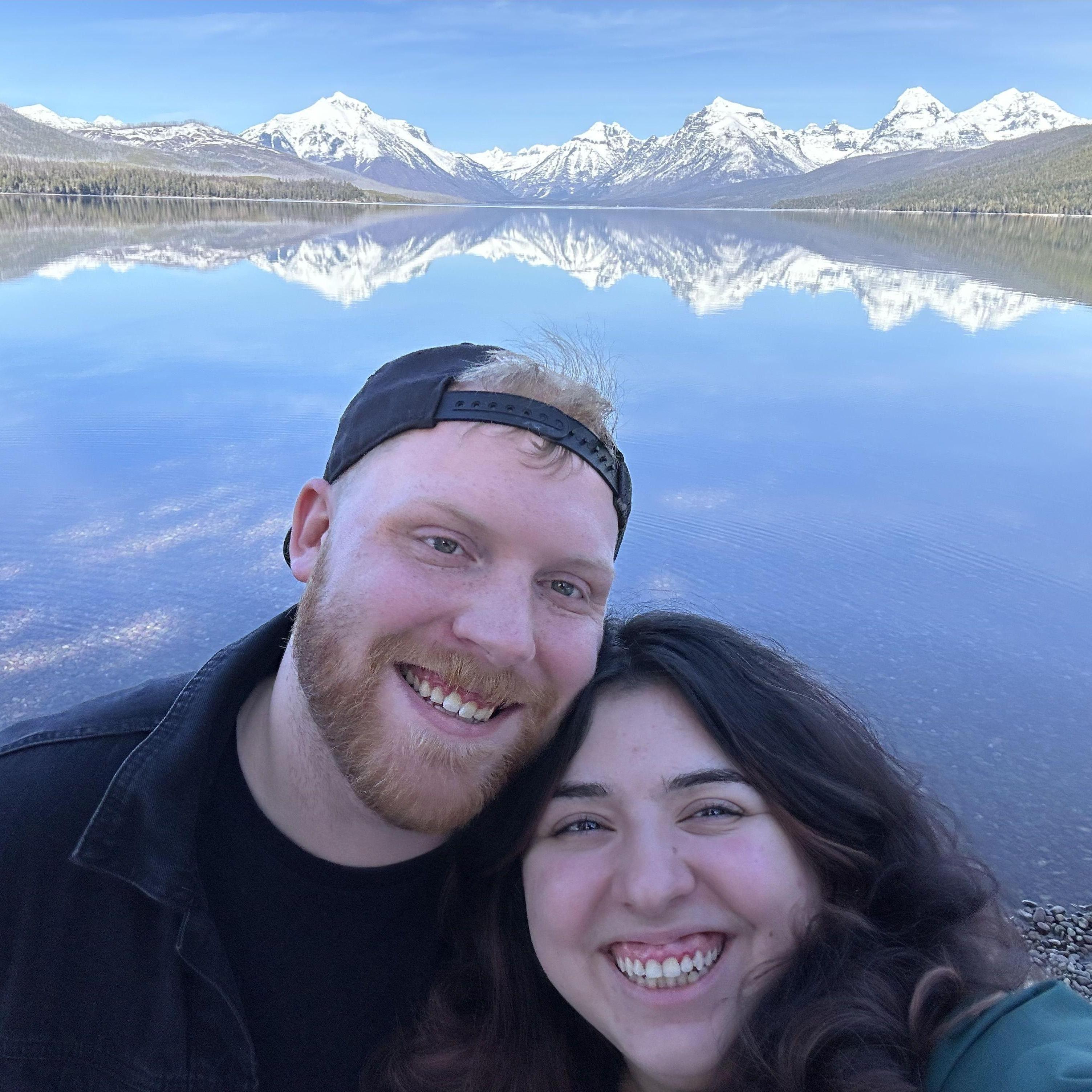 When visiting Montana in March 2024, Cole and Ellie went to Lake McDonald at Glacier National Park.