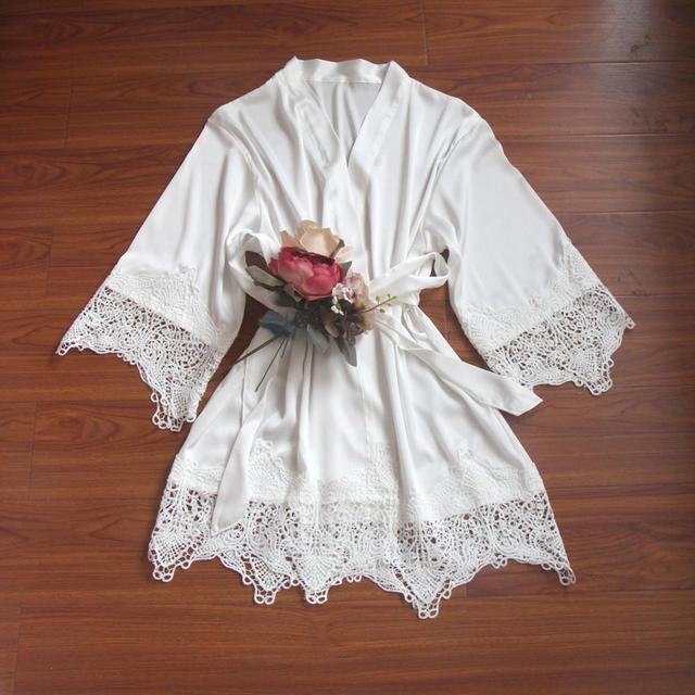 Satin White Bridal Robe-long sleeve-with...