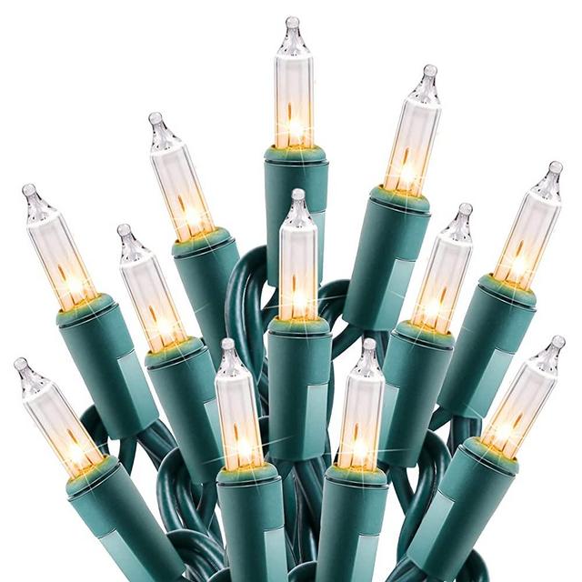 Clear Christmas String Lights 100 Count 26.5 Feet Incandescent Bulb Mini Lights for Indoor Xmas Tree Garland Birthday Wedding Party Festival Decoration, 2 Pack Green Wire