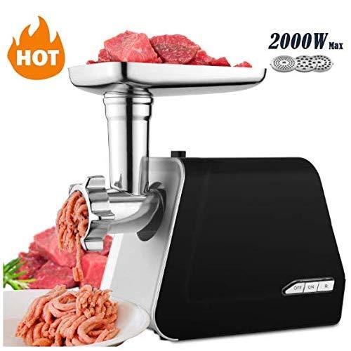Electric Meat Grinder, 2000W(Max),Sausage Maker, Meat Mincer with 3 Grinding Plates and Sausage Stuffing Tubes Kit for Home Use