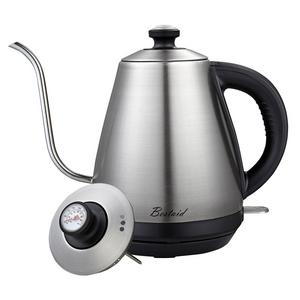 Bestaid Electric Gooseneck Kettle with Thermometer,Drip Kettle for Coffee and Tea,Electric Kettle with Quick Boil, Pour Over Coffee Kettle with Stainless Steel, Auto Shut-off, Strix Controller, 1.0L