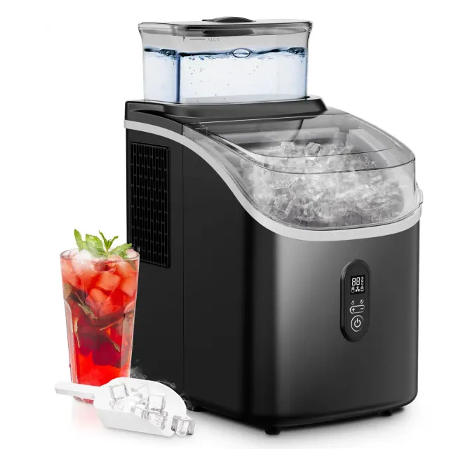 Simzlife Ice Cube Maker Machine Countertop with External Water Tank, 34Lbs/24H, 16Pcs Ready in 13 Mins, Auto-Cleaning,for Home/Kitchen/Office