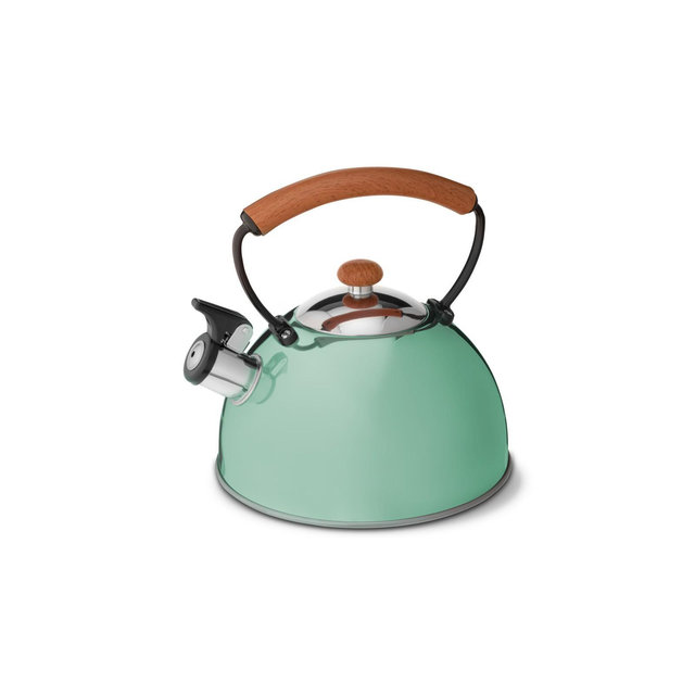 Pinky Up Hadley Stainless Steel Tea Kettle for Stovetop, Whistling Teapot, Ergonomic Handle, Fast Heating, 70 oz, Pistachio