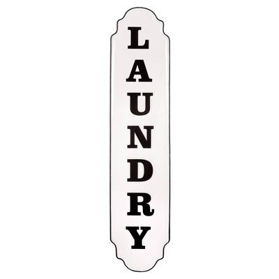 Vertical Hand Painted Laundry Tin Enamel Wall Sign Off White - Patton Wall Decor