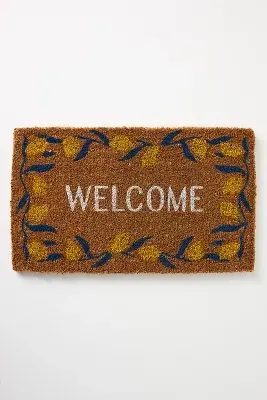Lemon Border Welcome Printed Doormat