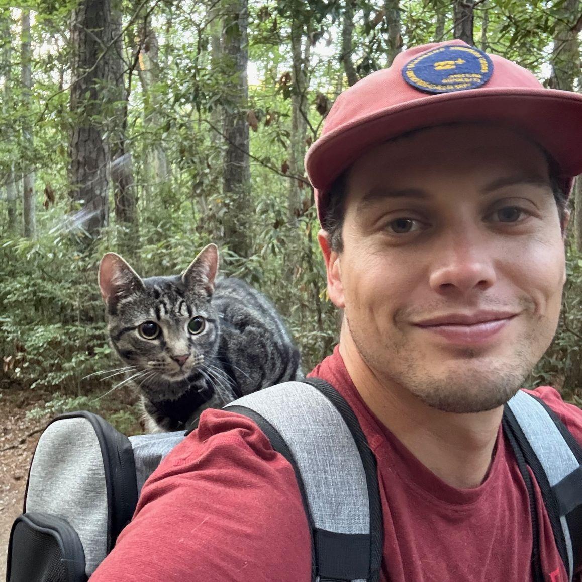 Steven and Georgie hiking, August 2025