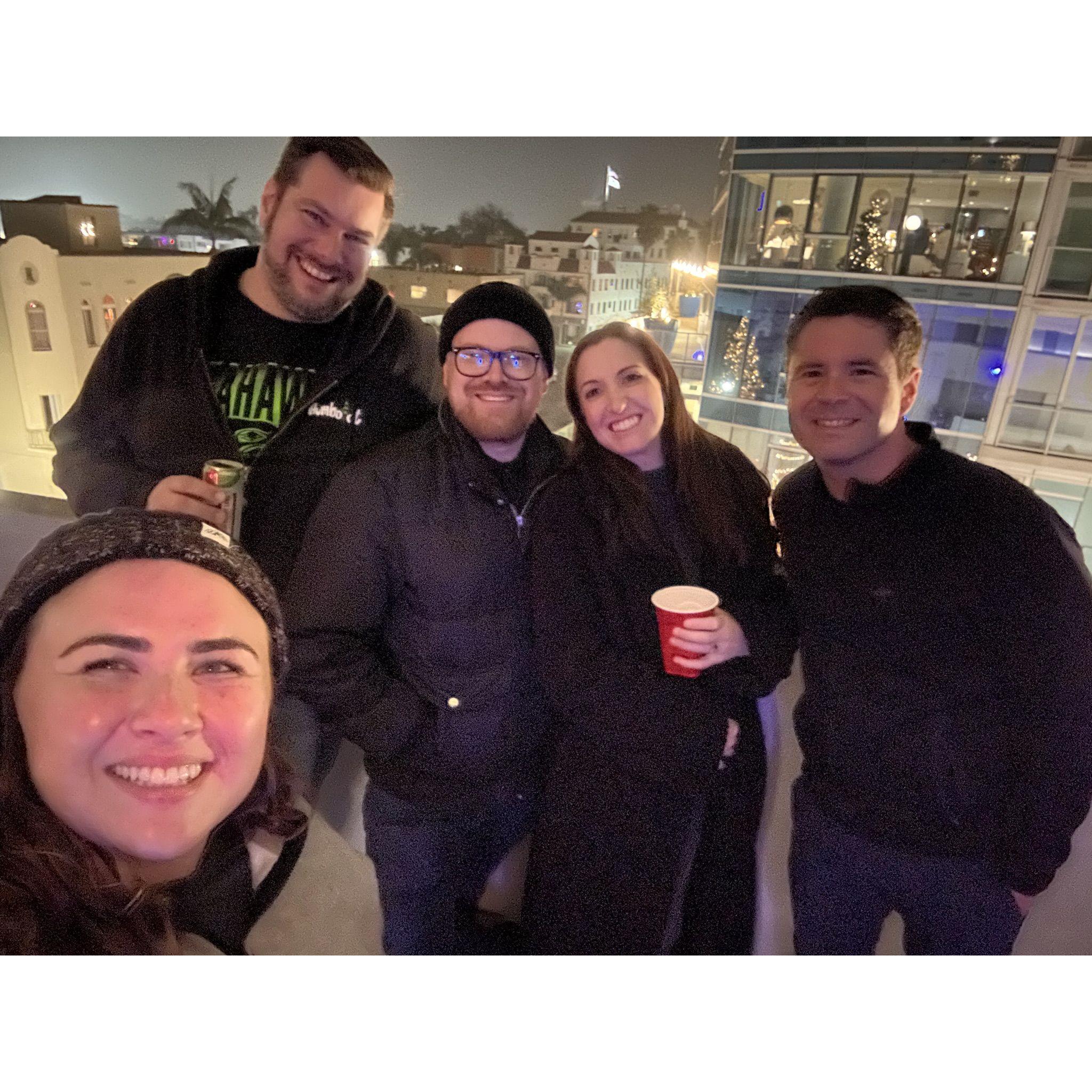 NYE 2025 with Chris' brother, David (Best Man), Jason (groomsman), and Alisha