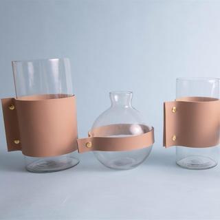 Glass & Leather Wrapped Vase