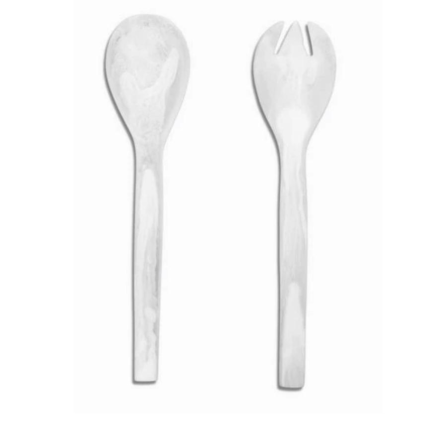 SWIRL RESIN EVERYDAY SALAD SERVERS | WHITE