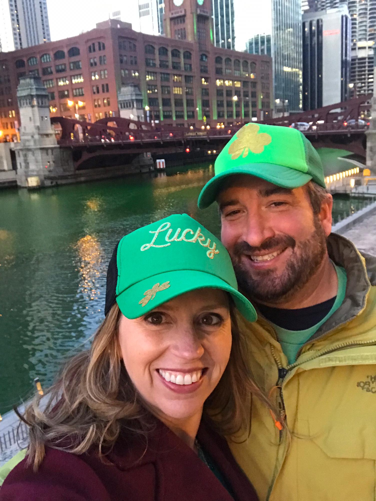 Jesse supported Nikki as she sat for her oral examination in Chicago. We made it down town for St. Patty's day... the green river was quiet the experience!