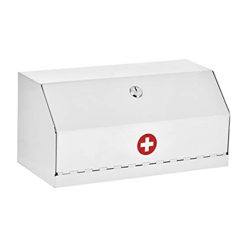 AdirMed Locking Drug Cabinet – Wall Mount Heavy Duty White Steel Prescription Medicine Safe & Medical Supply Storage w/Lock for Home, School & Office