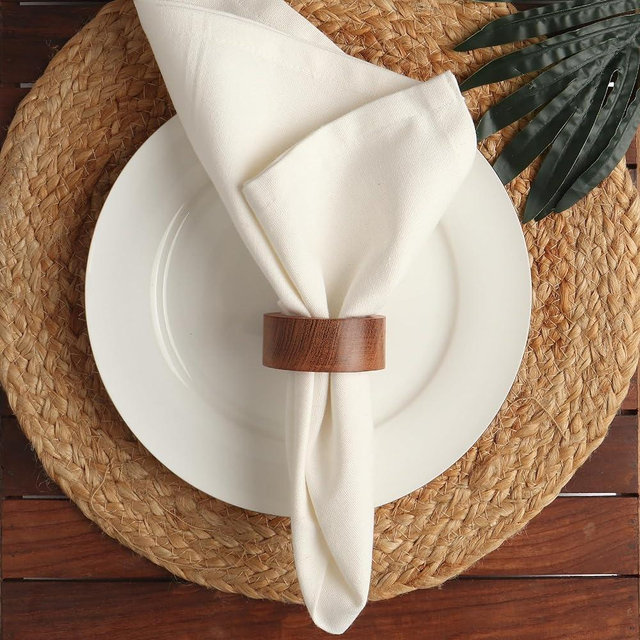 BIFFELY Handmade Acacia Wooden Napkin Rings Set of 12 for Dining, Anniversary, Birthday, Christmas or Everyday Use | Napkin Ring for Home and Kitchen Décor