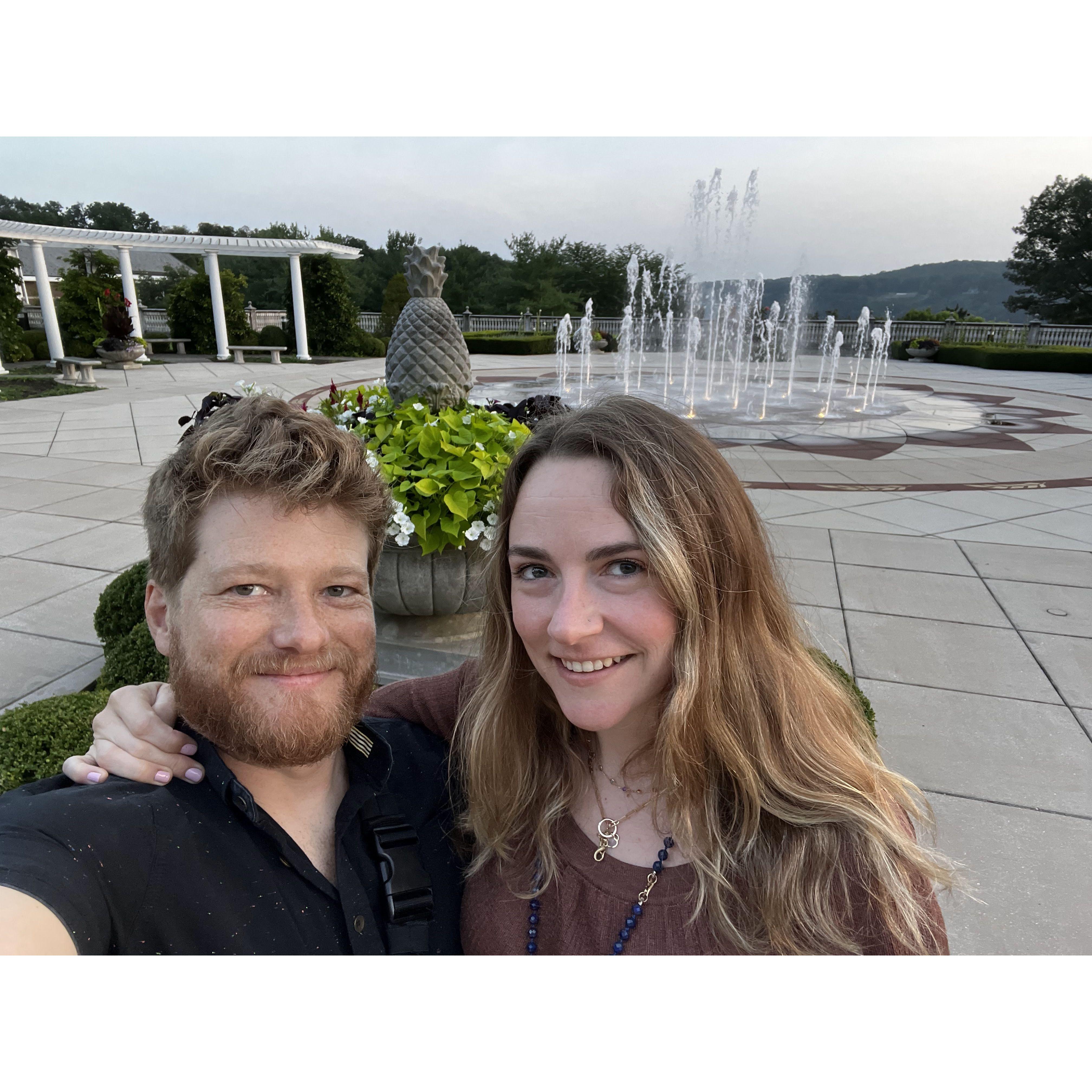 We just had our first dinner at the CIA french restaurant, they have beautiful fountain out front