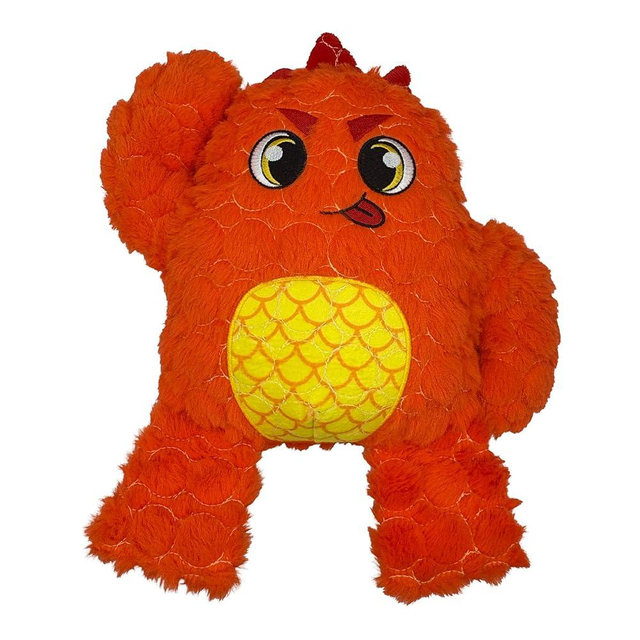 Bite Force Dog Toy - Large Durable & Strong Plush Orange Monster Dog Toy, Kevlar-Reinforced for Aggressive Chewers