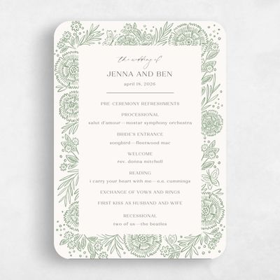 Green Rounded Wedding Program - Keita