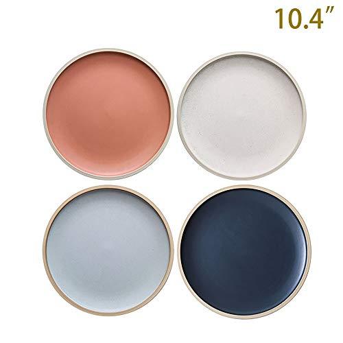 10.4-Inch Porcelain Dinner Plates Set Pizza Pasta Serving Plates Matte Glaze Dessert Dishes Set of 4