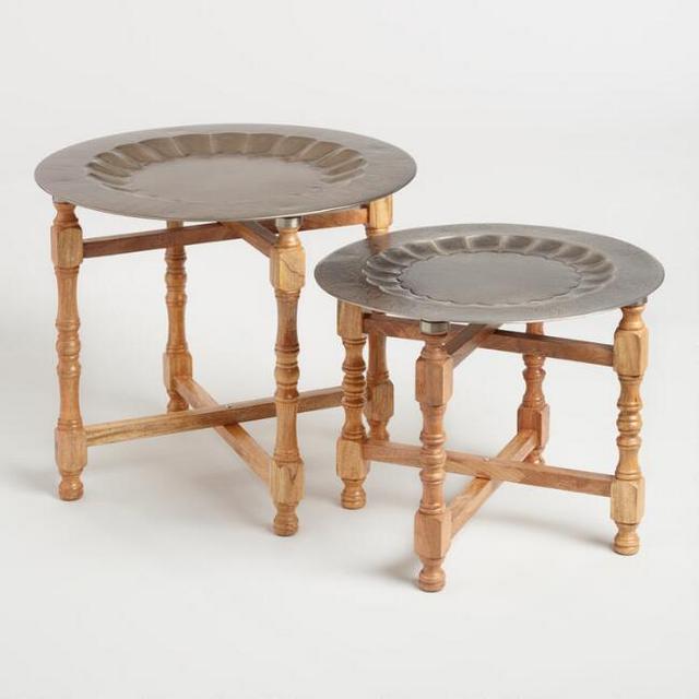 Metal and Wood Arya Table Set of 2