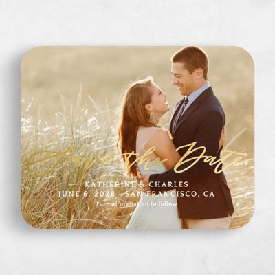 White Rounded Wedding Save the Date - Heaven Type