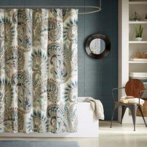 INK+IVY Mira Cotton 72" x 72" Textured Paisley-Print Shower Curtain