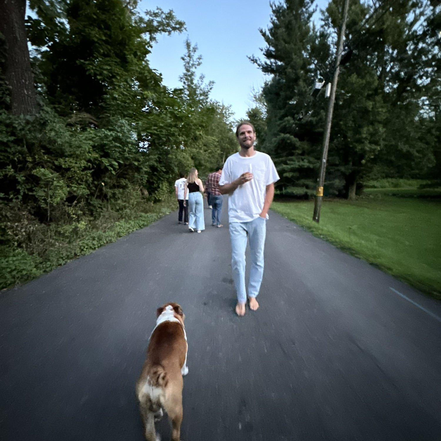 Family walk after a big dinner