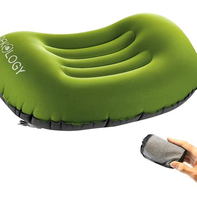 TREKOLOGY Ultralight Inflating Travel/Camping Pillows - Aluft 1.0 Compressible, Compact, Inflatable, Comfortable, Ergonomic Pillow for Neck & Lumbar Support While Camp, Hike, Backpacking