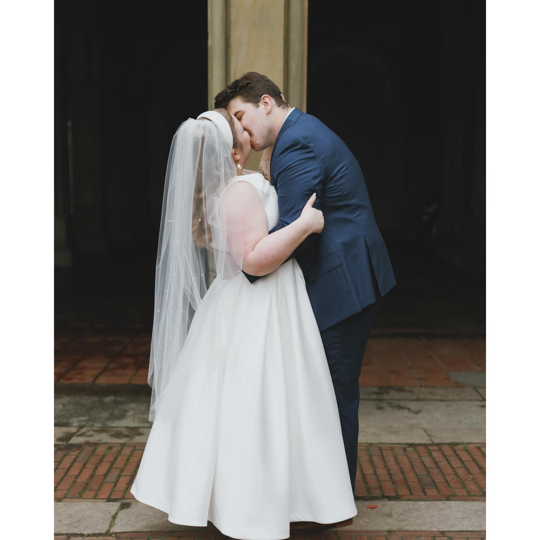 Our first kiss as husband and wife.
