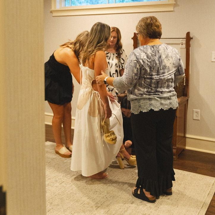 Getting ready for the big moment, with all her favorite women.