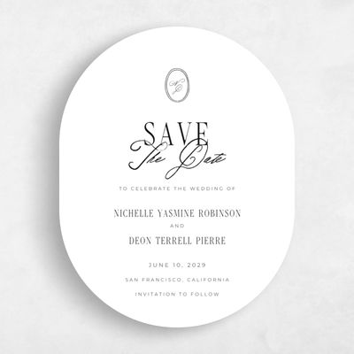 White Oval Wedding Save the Date - Reece Portrait